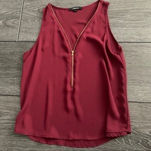 Shoulderless Burgundy top with gold zipper